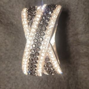 Black and clear faux silver bracelet